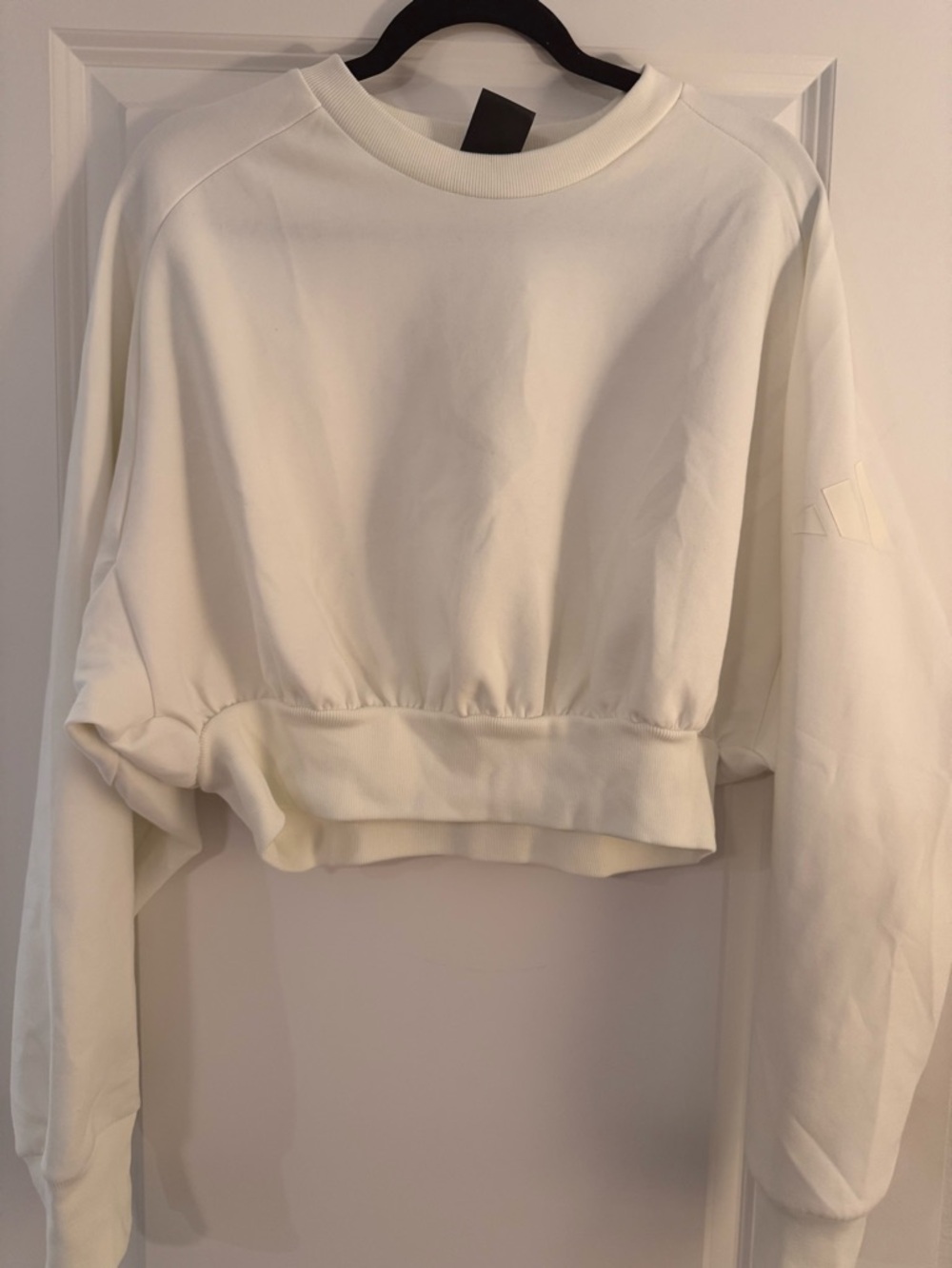 adidas White Cropped Crewneck Sweatshirt
